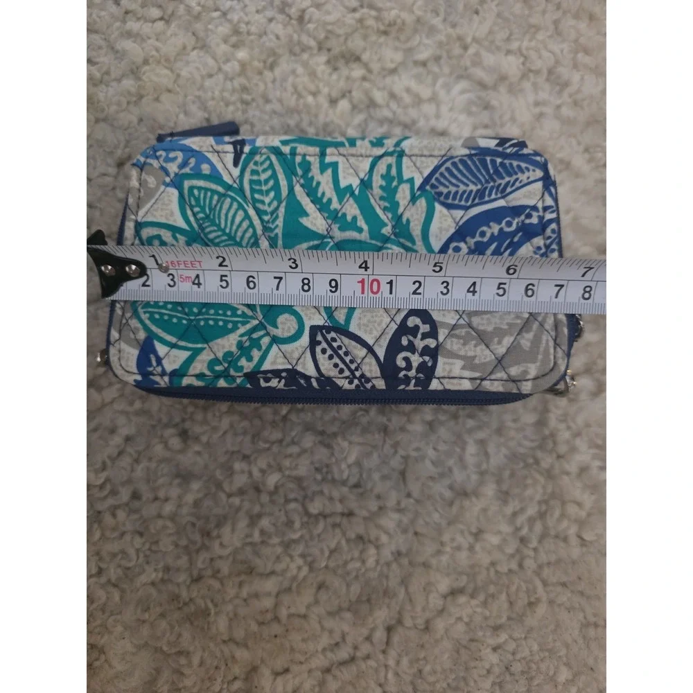 Vera Bradley RFID All In One Crossbody Bag Purse‎ Wallet Blue Floral Santiago